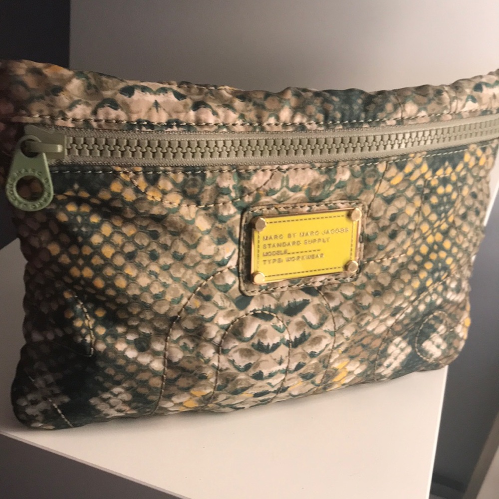 Mark by Mark Jacobs Faux snake print large zipper clutch